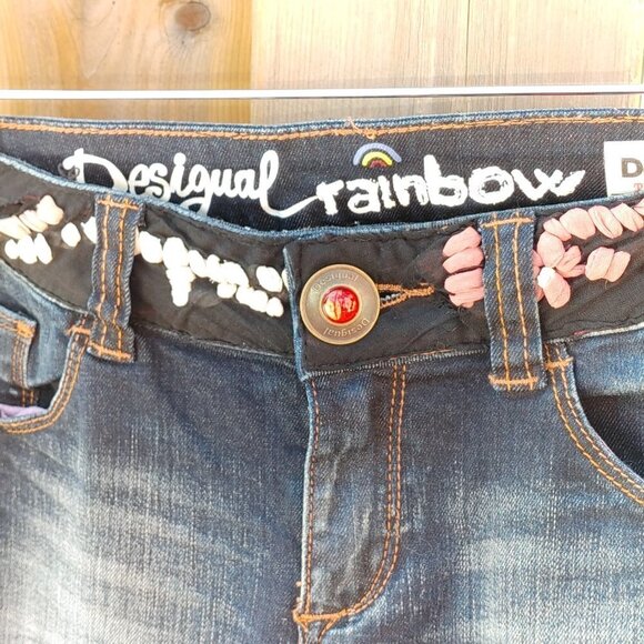 Desigual The DREAM Regular Fit RAINBOW JEANS Size 26 - Picture 15 of 16